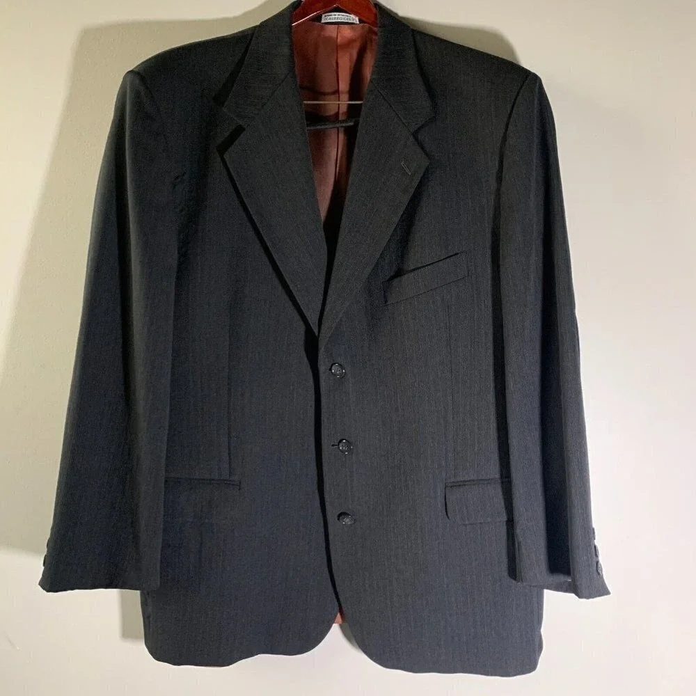 UNGARO UOMO Paris Brown Pure Wool 3 Button Blazer Jacket Sport‎ Coat Suit Sz 46R